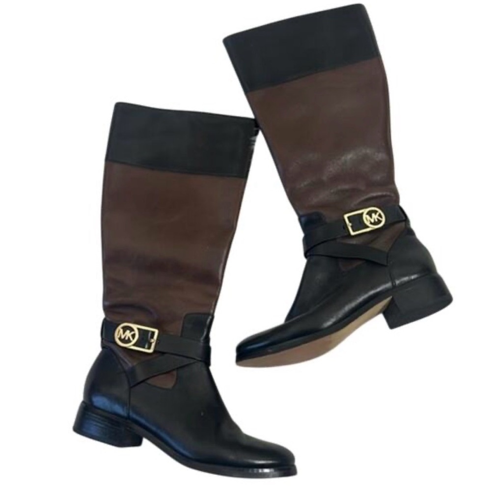 NWOT Michael Kors Black and Brown Over the Knee Boots
